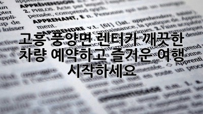 고흥 풍양면 렌터카, 깨끗한 차량 예약하고 즐거운 여행 시작하세요!